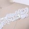 White Sequin Beaded Fringe Applique Patch With Sparkling Rhinestone Detail
